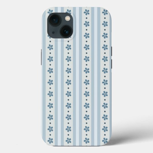 Hellblaue Streifen und Blumen Case-Mate iPhone Hülle (Rückseite)