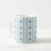 Hellblaue Streifen und Blumen Kaffeetasse (Vorderseite Links)