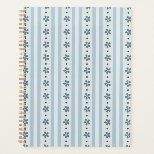 Hellblaue Streifen und Blumen Planer (Vorderseite)
