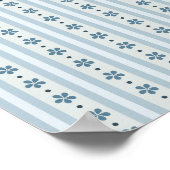 Hellblaue Streifen und Blumen Poster (Ecke)