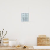 Hellblaue Streifen und Blumen Poster (Küche)