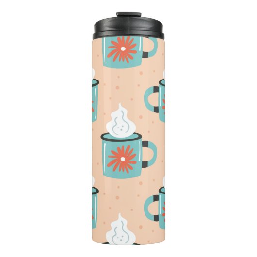 Hellblaue Tasse mit dampfnahtlosem Muster, Textur (Vorderseite)