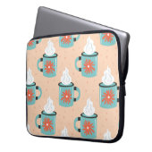 Hellblaue Tasse mit dampfnahtlosem Muster, Textur Laptopschutzhülle (Vorderseite Links)