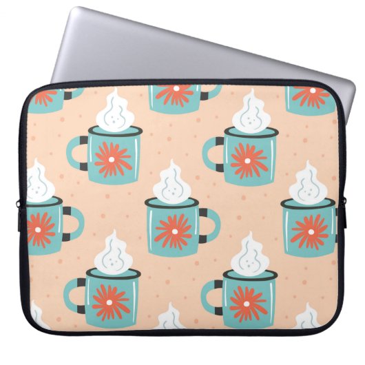 Hellblaue Tasse mit dampfnahtlosem Muster, Textur Laptopschutzhülle (Vorderseite)