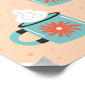 Hellblaue Tasse mit dampfnahtlosem Muster, Textur Poster (Ecke)