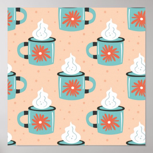 Hellblaue Tasse mit dampfnahtlosem Muster, Textur Poster (Vorne)