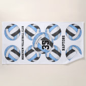 hellblaue Teamfarben Name Volleyballs Strandtuch (Vorderseite)