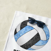 hellblaue Teamfarben Name Volleyballs Strandtuch (Beispiel)