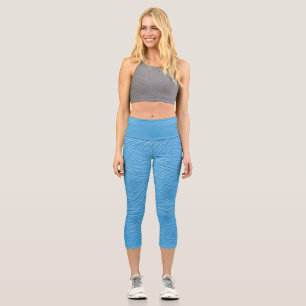 Hellblaue Textur Capri Leggings
