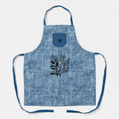 Hellblaue Texturierung mit Schwarzer Kräutermotiv Schürze (Vorderseite)