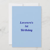 Hellblaue Typografie-Style Kindergeburtstag Einladung (Rückseite)