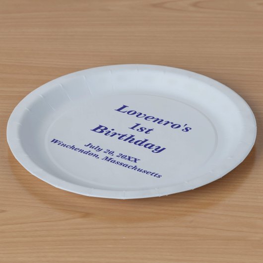 Hellblaue Typografie-Style Kindergeburtstag Pappteller