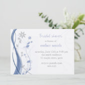 Hellblaue u. graue Blumencharmeeinladung Einladung (Stehend Vorderseite)