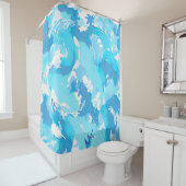 Hellblaue und Abstrakte Pinselstriche Duschvorhang (Beispiel)
