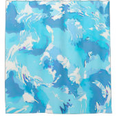 Hellblaue und Abstrakte Pinselstriche Duschvorhang (Vorderseite)