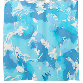 Hellblaue und Abstrakte Pinselstriche Duschvorhang