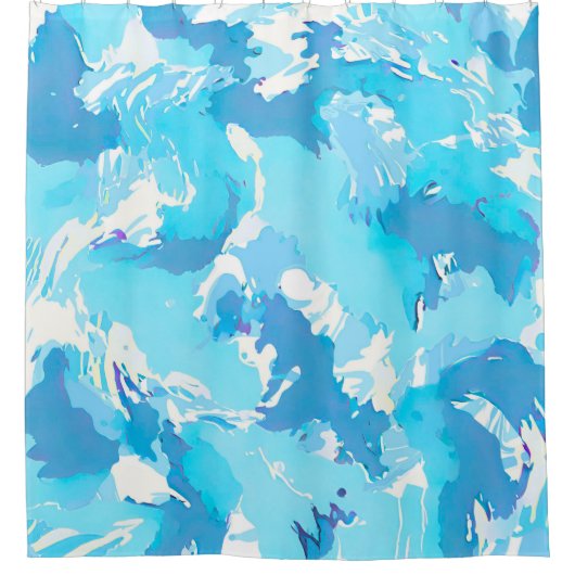 Hellblaue und Abstrakte Pinselstriche Duschvorhang (Vorderseite)