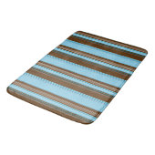 Hellblaue und Brown-Vertikale Striped Badematte (Schrägansicht)