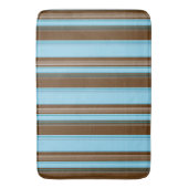 Hellblaue und Brown-Vertikale Striped Badematte (Vorderseite Vertikal)