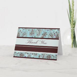 Hellblaue und Browns Paisley Hochzeit danken Ihnen Dankeskarte