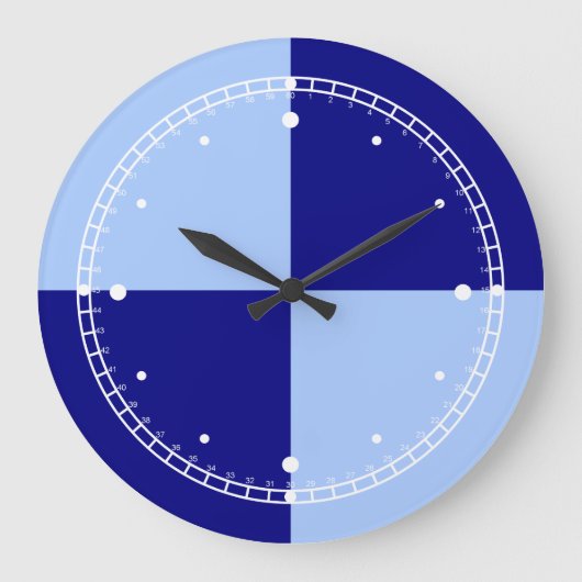 Hellblaue und dunkelblaue Rechtecke Große Wanduhr (Vorderseite)