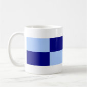 Hellblaue und dunkelblaue Rechtecke Kaffeetasse (Links)