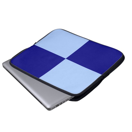 Hellblaue und dunkelblaue Rechtecke Laptopschutzhülle (Vorne Knopf)