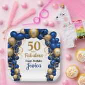Hellblaue und flache goldene Geburtstagsfeier Pappteller (Party)