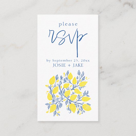 Hellblaue und gelbe Zitronenweine uAwg Begleitkarte (Vorderseite)