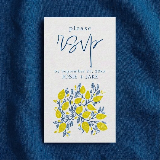 Hellblaue und gelbe Zitronenweine uAwg Begleitkarte