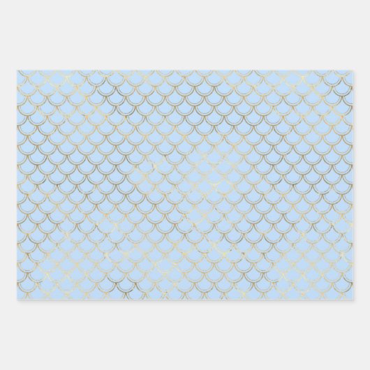 Hellblaue und goldene Meerjungfrau-Skala nahtlos Geschenkpapier Set (Vorderseite 2)