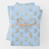 Hellblaue und goldene Meerjungfrau-Skala nahtlos Geschenkpapier Set (Beispiel)