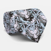 Hellblaue und graue chinesische Drachen Krawatte (Gerollt)