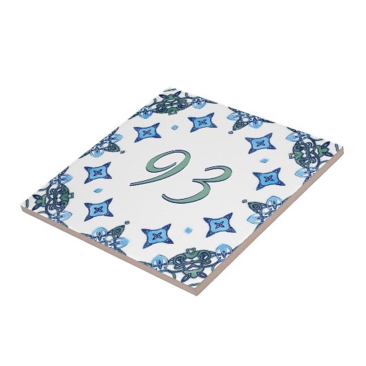 Hellblaue und grüne große Hausnummer Fliese (Seite)