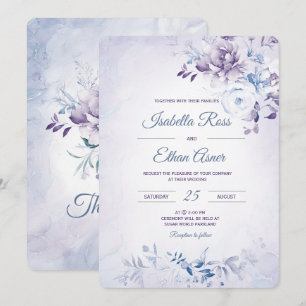 Hellblaue und Lavendel-Hochzeit Einladung