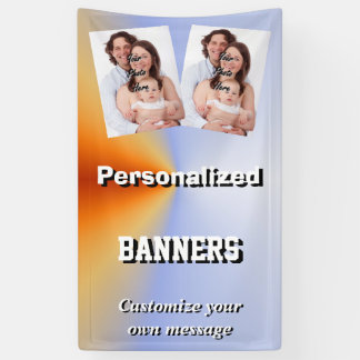 Hellblaue und orange Fotoschablone Banner