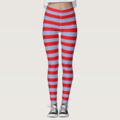 Hellblaue und rot gestreifte Leggings (Vorderseite)