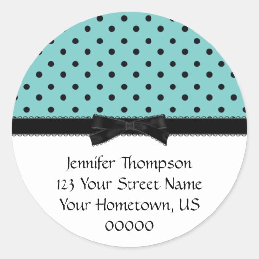 Hellblaue und schwarze Polka-Dot-Aufkleber Runder Aufkleber (Vorderseite)