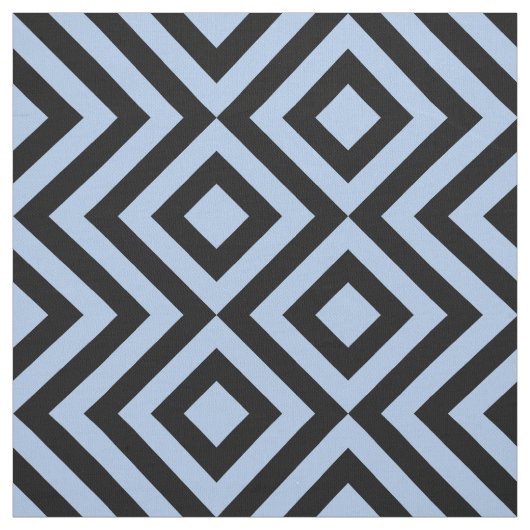 Hellblaue und schwarze Zickzacke u. Diamanten Stoff (Muster)