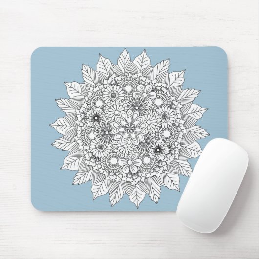 Hellblaue und weiße Blume Mousepad (Mit Mouse)