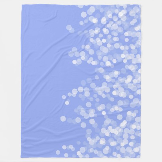 Hellblaue und weiße Bokeh-Lichter Fleecedecke (Vorderseite)