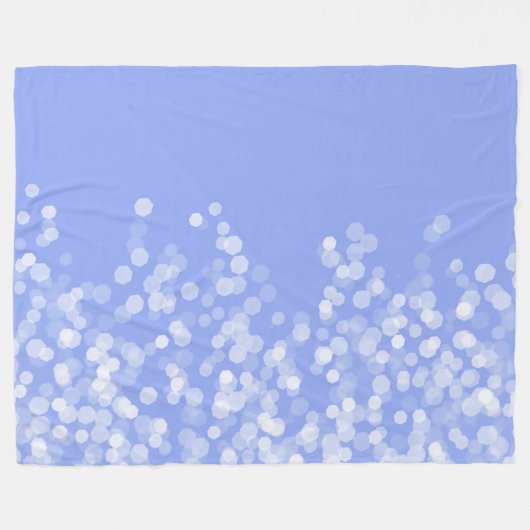 Hellblaue und weiße Bokeh-Lichter Fleecedecke (Vorderseite (Horizontal))