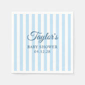 Hellblaue und weiße Candy Stripe Baby Shower Serviette (Vorderseite)