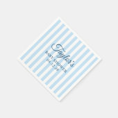 Hellblaue und weiße Candy Stripe Baby Shower Serviette (Ecke)