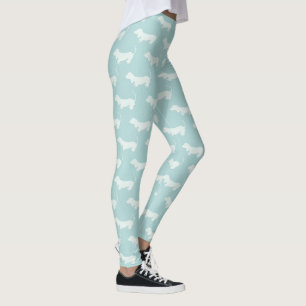 Hellblaue und weiße Dachshund-Druckleggings Leggings