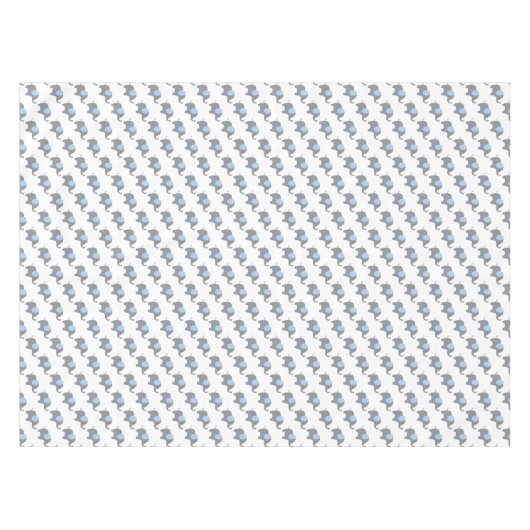 Hellblaue und weiße Elephant Baby Dusche Tischdecke (Vorderseite (Horizontal))