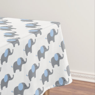 Hellblaue und weiße Elephant Baby Dusche Tischdecke
