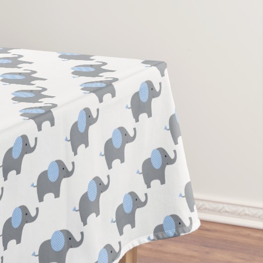 Hellblaue und weiße Elephant Baby Dusche Tischdecke (Beispiel)