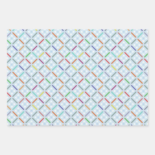 Hellblaue und weiße Fliesen Geschenkpapier Set (Vorderseite 3)