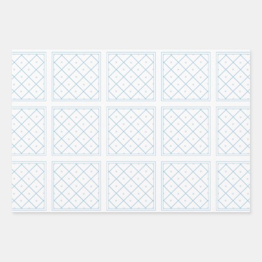 Hellblaue und weiße Fliesen Geschenkpapier Set (Vorderseite 2)